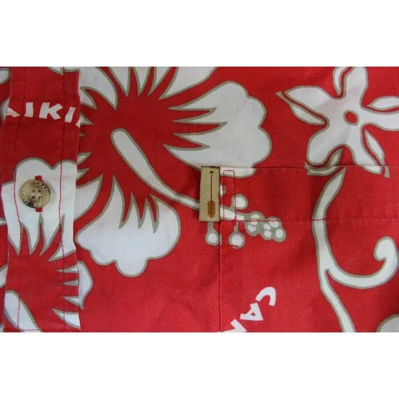 Island Traditions Hawaii Aloha Shirt Mens Large Tribal Red Made in USA Floral - Picture 5 of 6